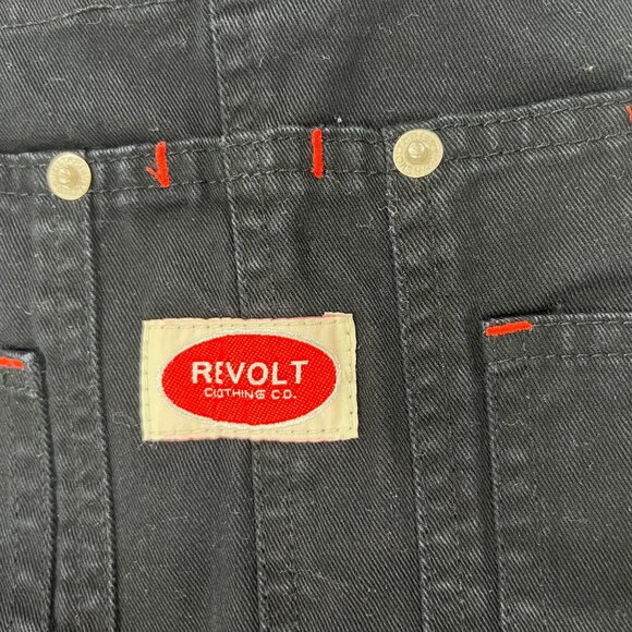 Vtg Revolt Clothing Black Denim Overall size Small - Picture 4 of 12